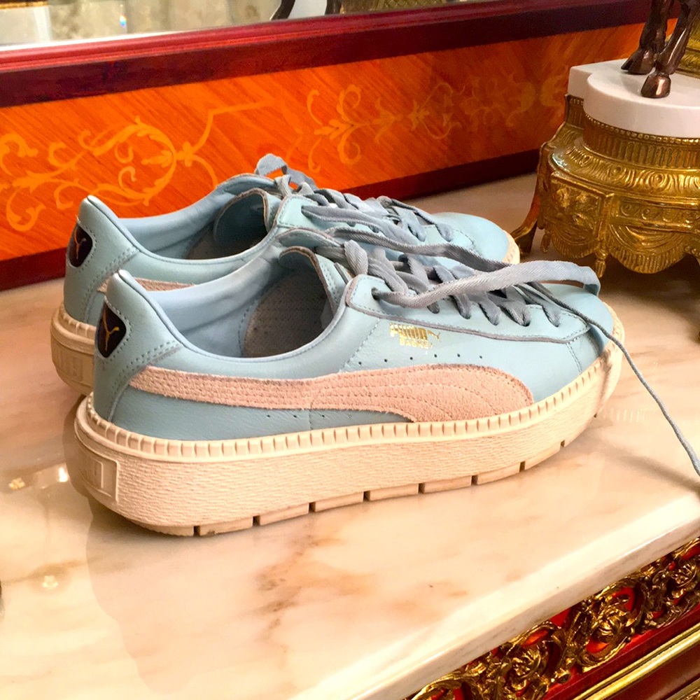 Puma Basket platform blue lace up Sneakers sz.8.5 - Picture 4 of 14